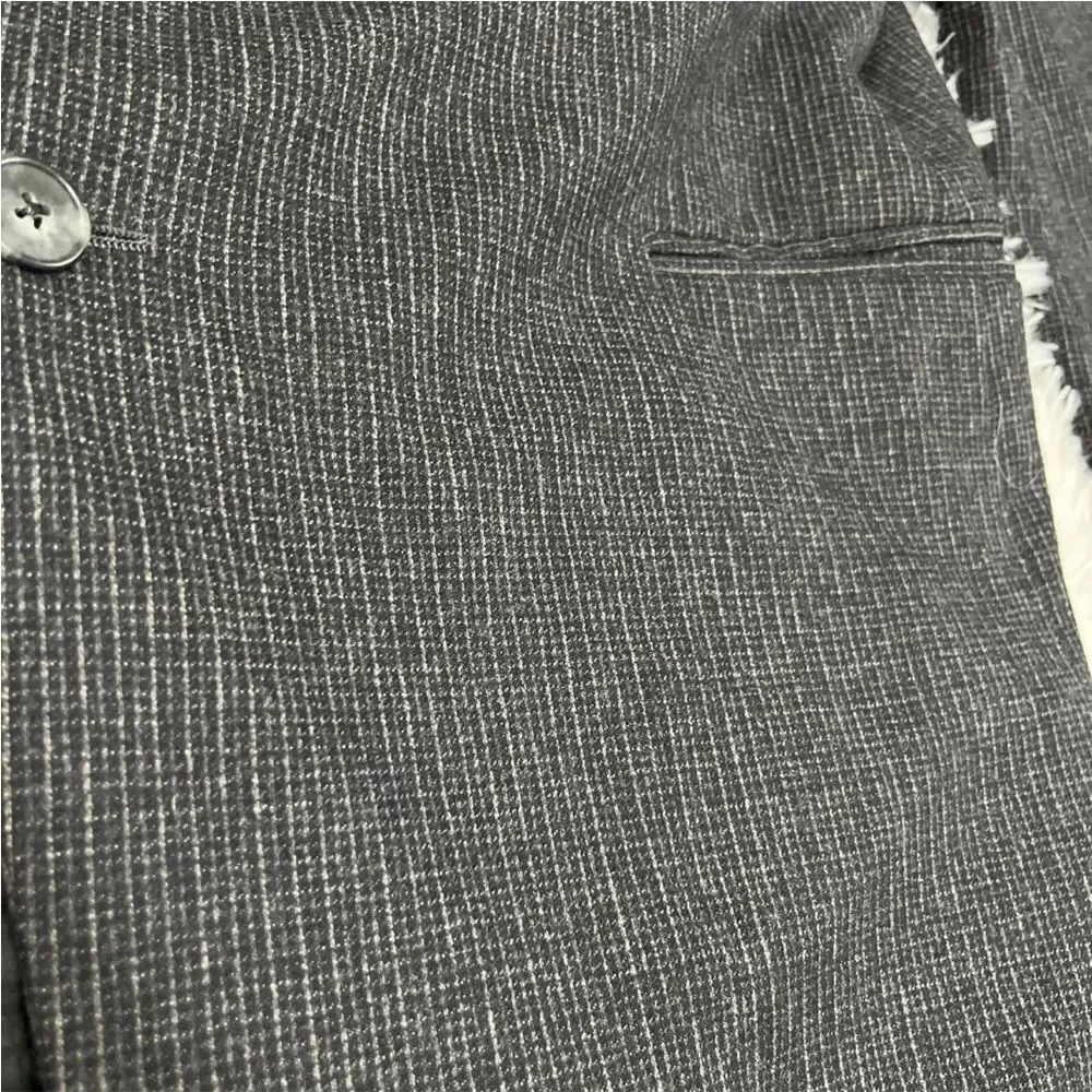JOSEPH ABBOUD Blazer 44L Black Wool Suit Tattersall Single-Breasted Sport Coat